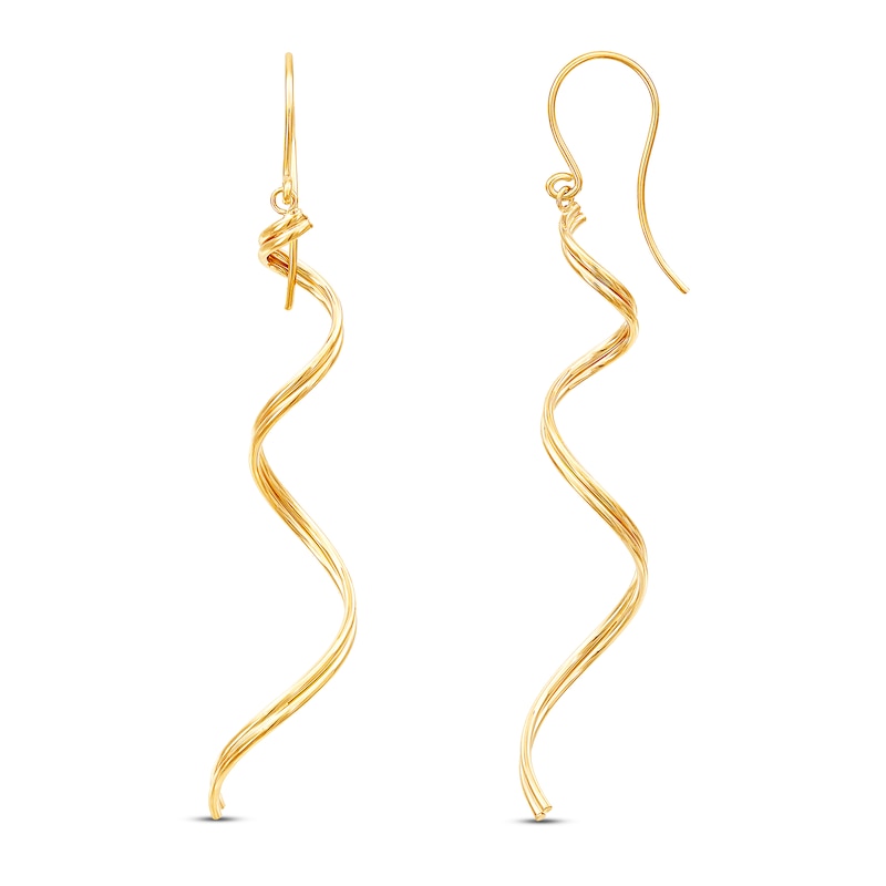 Main Image 1 of Spiral Dangle Earrings 10K Yellow Gold