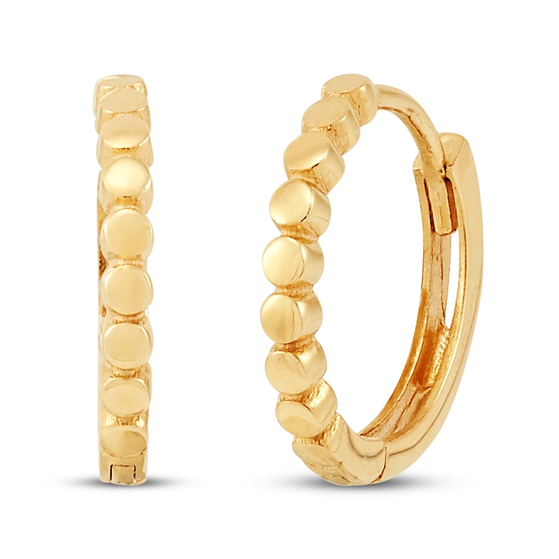 Main Image 1 of Beaded Huggie Earrings 10K Yellow Gold