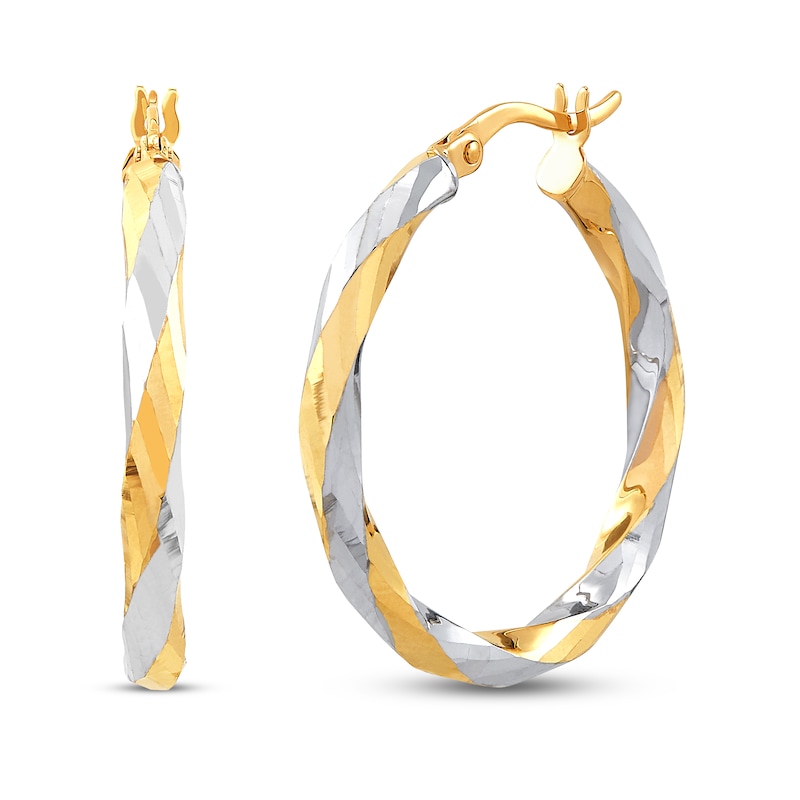 Hoop Earrings 10K Yellow Gold/Rhodium