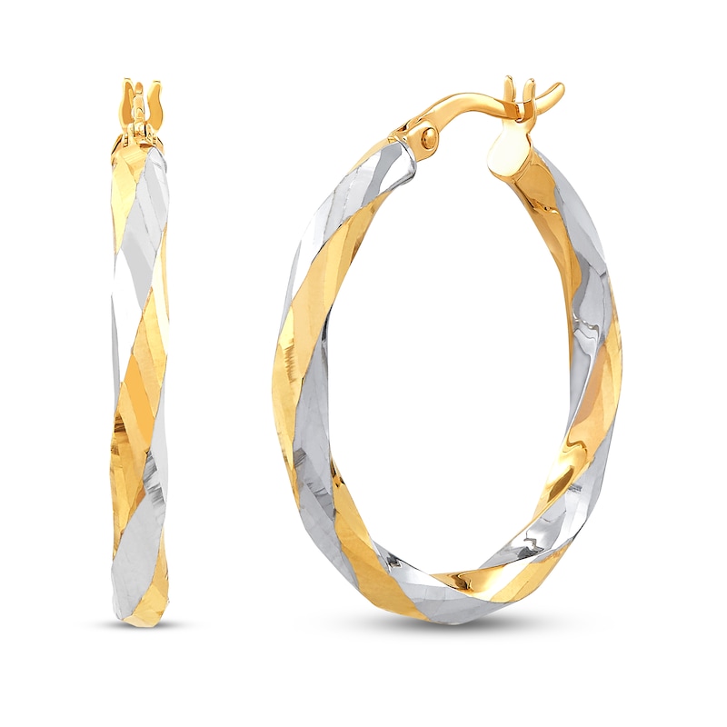 Main Image 1 of Hoop Earrings 10K Yellow Gold/Rhodium