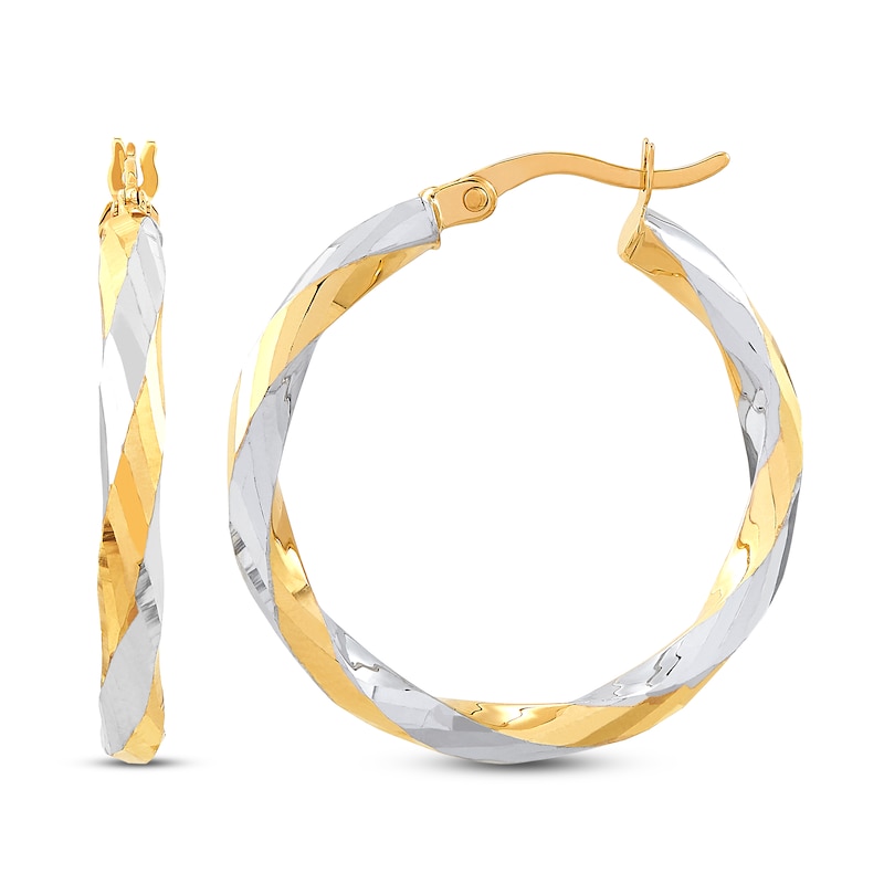 Hoop Earrings 10K Yellow Gold/Rhodium