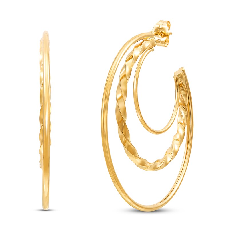 Main Image 1 of Triple Hoop Twist Earrings 10K Yellow Gold