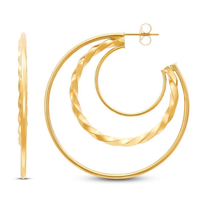 Main Image 2 of Triple Hoop Twist Earrings 10K Yellow Gold