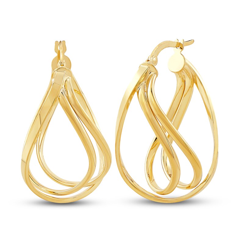Main Image 1 of Tube Oval Hoop Earrings 10K Yellow Gold