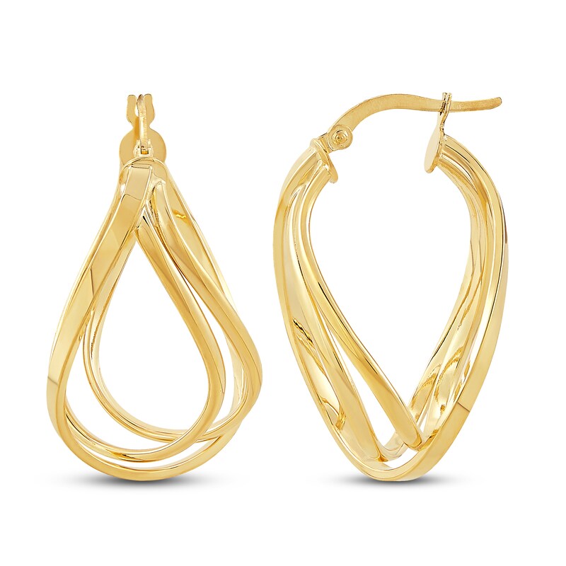Main Image 2 of Tube Oval Hoop Earrings 10K Yellow Gold