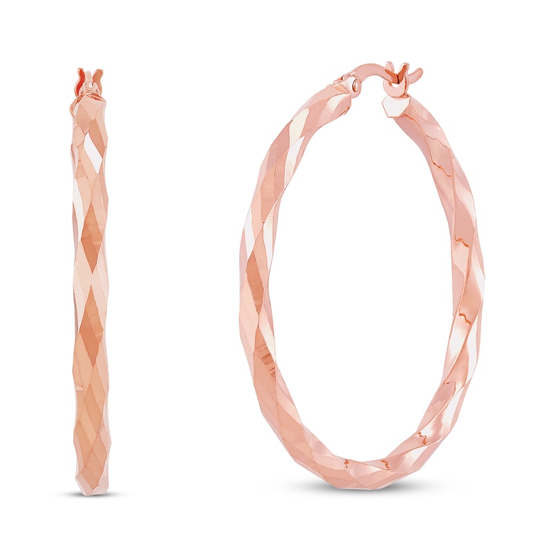 Twisted Hoop Earrings 10K Rose Gold