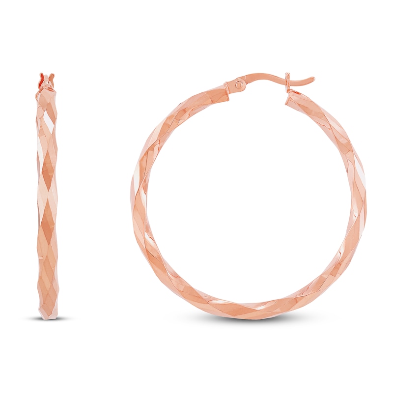 Main Image 2 of Twisted Hoop Earrings 10K Rose Gold