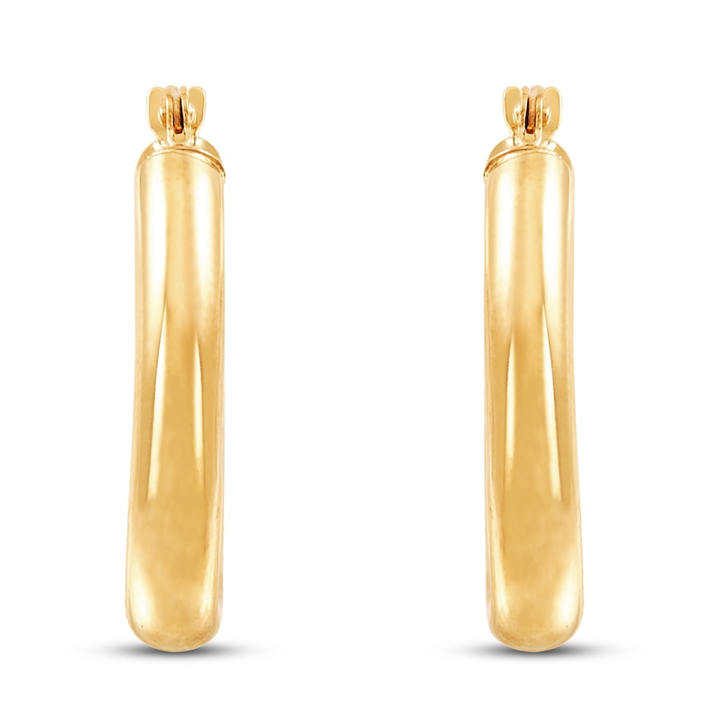 Main Image 2 of Oval Tube Hoop Earrings 10K Yellow Gold
