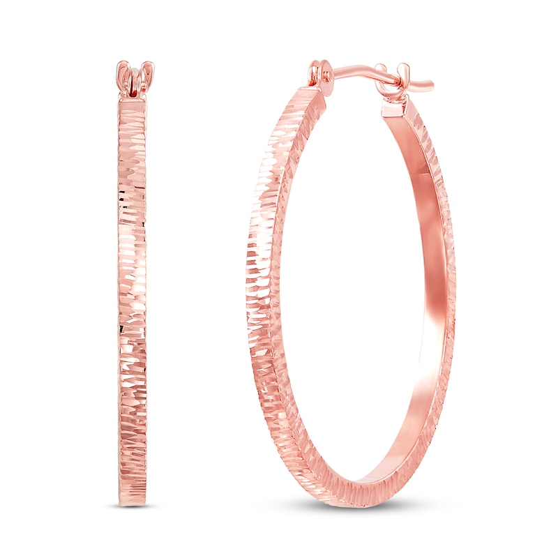 Main Image 1 of Round Hoop Earrings 10K Rose Gold