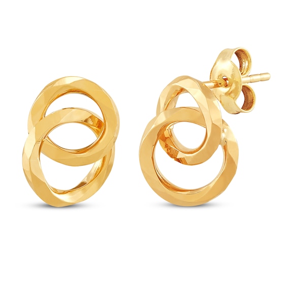 Open Interlocking Circle Stud Earrings 10K Yellow Gold Jared