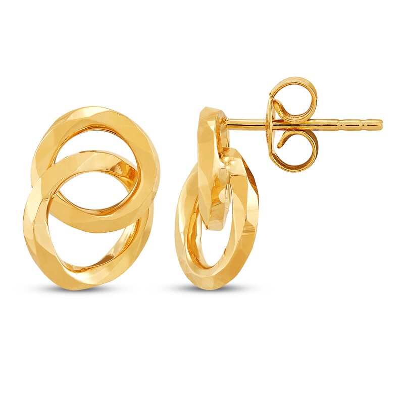 Main Image 2 of Open Interlocking Circle Stud Earrings 10K Yellow Gold