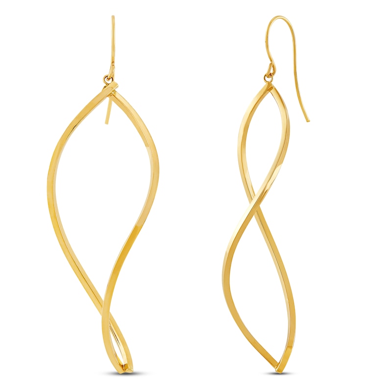 Main Image 1 of Square Open Twist Drop Earrings 10K Yellow Gold