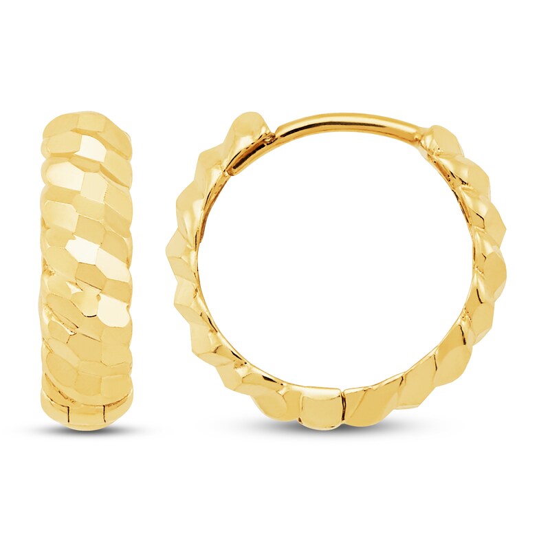 Main Image 2 of Faceted Huggie Earrings 10K Yellow Gold