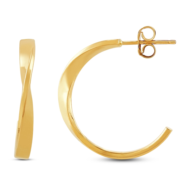 Main Image 1 of Graduated Twisted Hoop Earrings 10K Yellow Gold