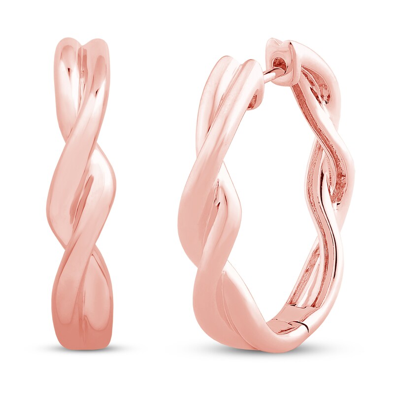 Main Image 1 of Twist Hoop Earrings 10K Rose Gold