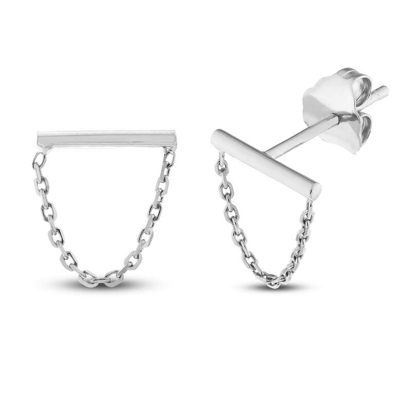 Main Image 2 of Bar Chain Earrings 14K White Gold