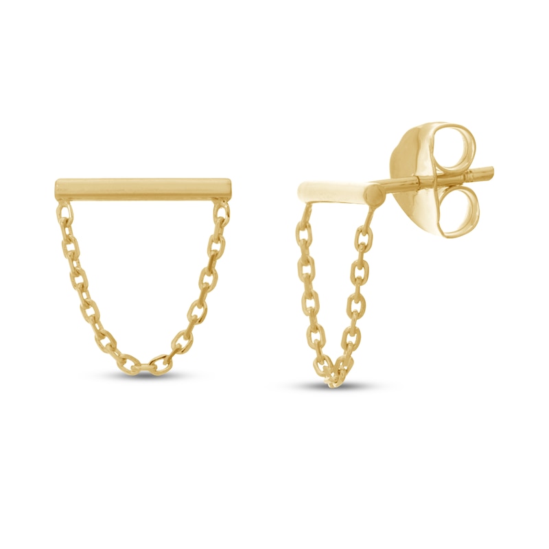 Main Image 1 of Bar Chain Earrings 14K Yellow Gold