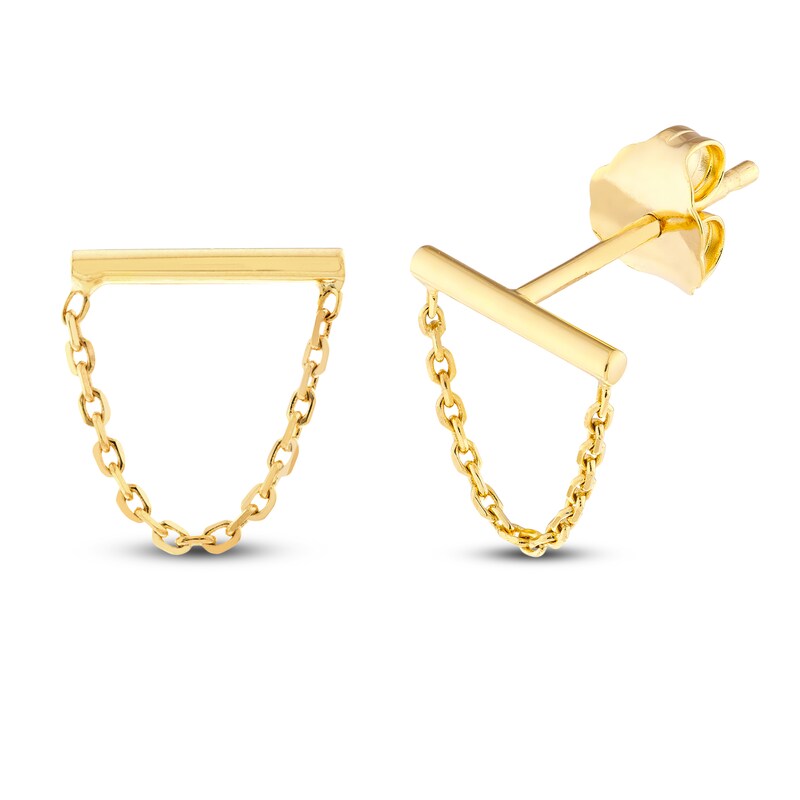 Bar Chain Earrings 14K Yellow Gold