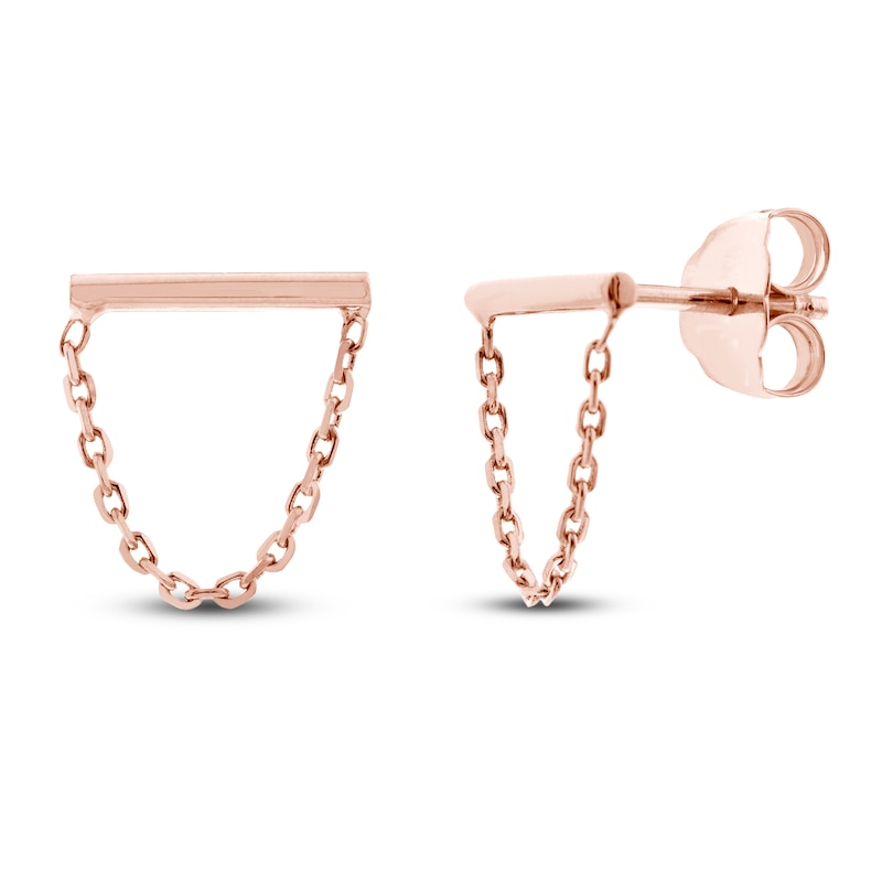 Main Image 1 of Bar Chain Earrings 14K Rose Gold