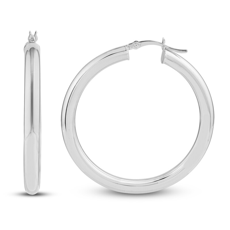 Main Image 1 of Round Hoop Earrings 14K White Gold 40mm