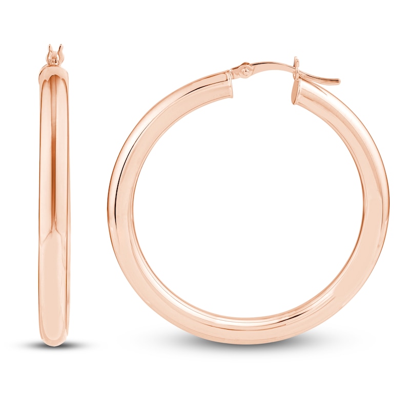 Main Image 1 of Round Hoop Earrings 14K Rose Gold