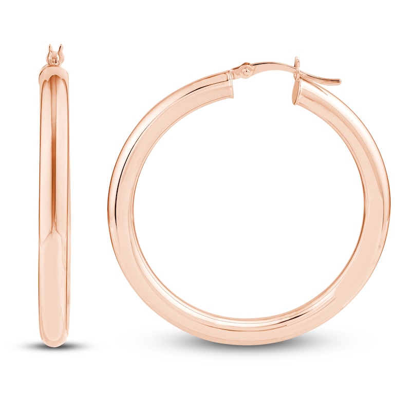 Round Hoop Earrings 14K Rose Gold