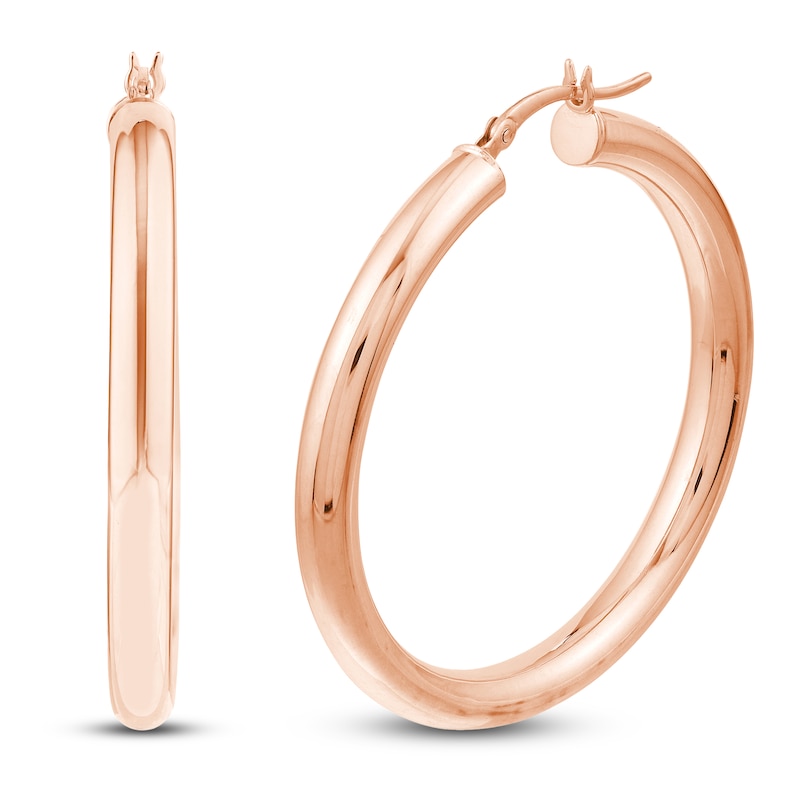 Round Hoop Earrings 14K Rose Gold