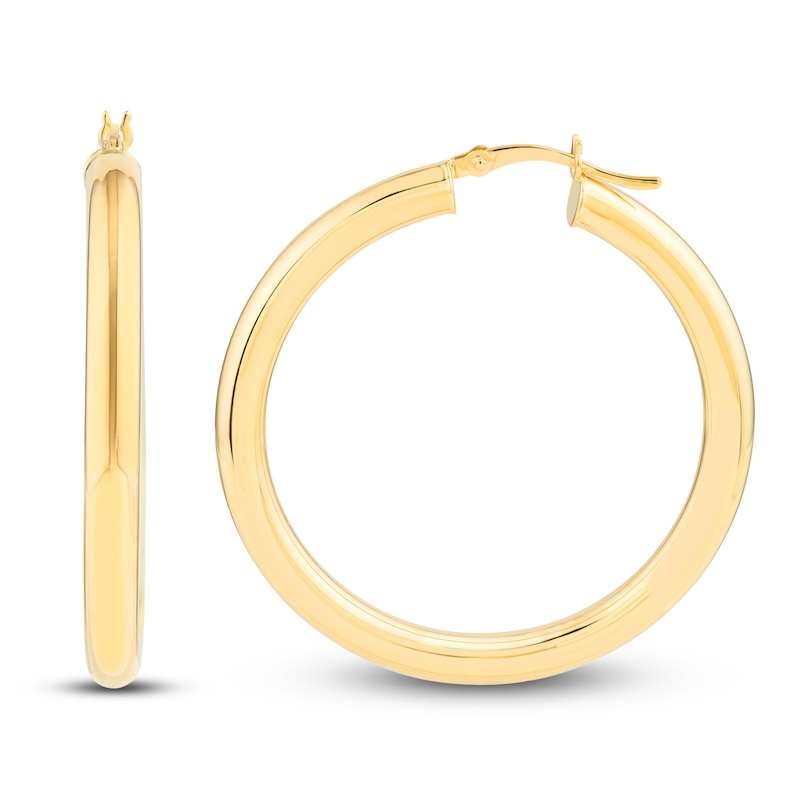 Round Hoop Earrings 14K Yellow Gold