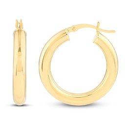 Round Hoop Earrings 14K Yellow Gold 25mm
