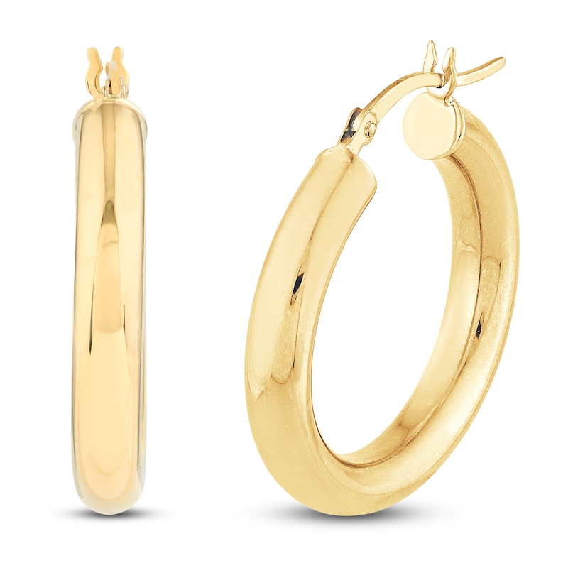 Round Hoop Earrings 14K Yellow Gold 25mm