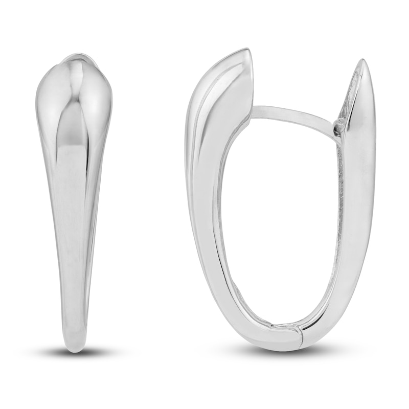 Main Image 1 of Teardrop Huggie Earrings 14K White Gold