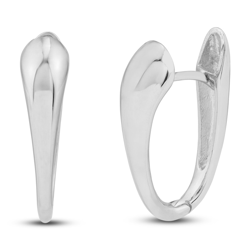 Teardrop Huggie Earrings 14K White Gold