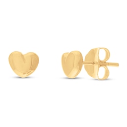 Heart Stud Earrings 14K Yellow Gold