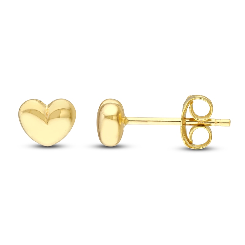 Main Image 1 of Heart Stud Earrings 14K Yellow Gold