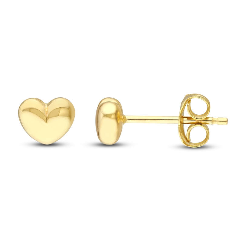 Heart Stud Earrings 14K Yellow Gold