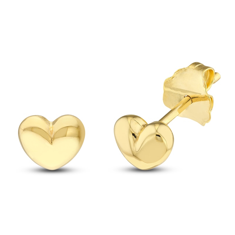 Heart Stud Earrings 14K Yellow Gold