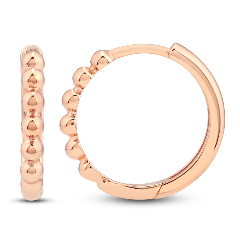 Beaded Huggie Earrings 14K Rose Gold