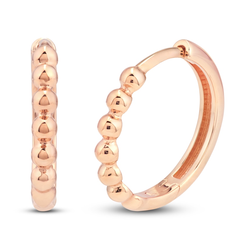 Beaded Huggie Earrings 14K Rose Gold