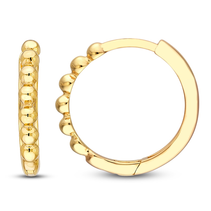 Main Image 1 of Beaded Huggie Earrings 14K Yellow Gold