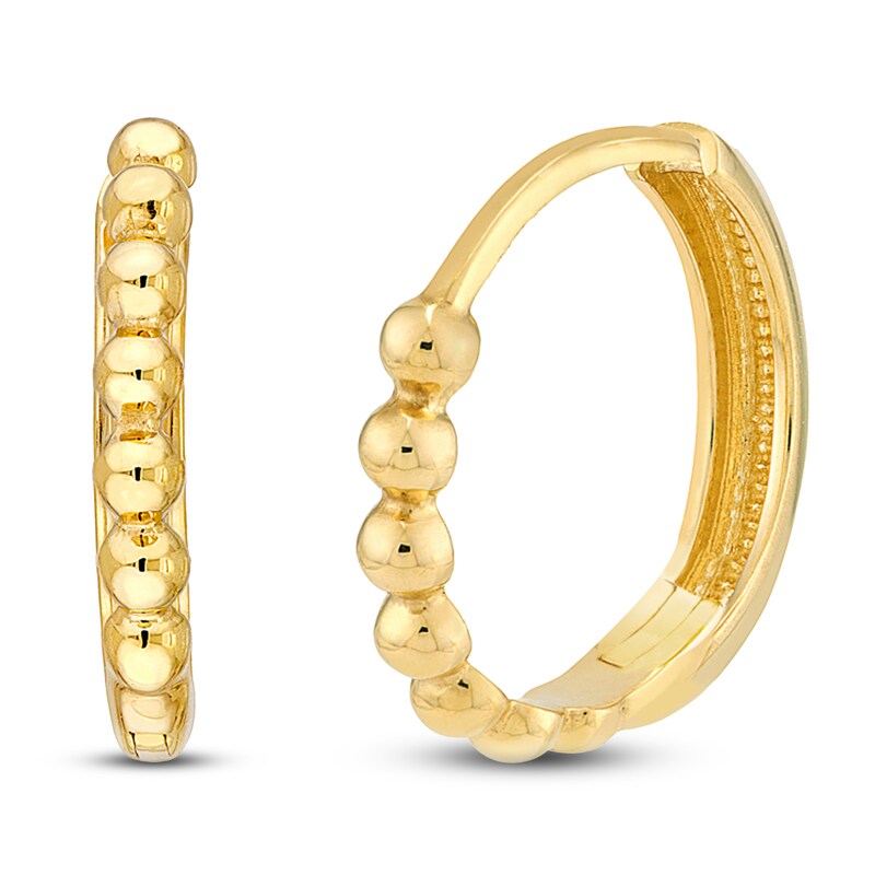 Main Image 2 of Beaded Huggie Earrings 14K Yellow Gold