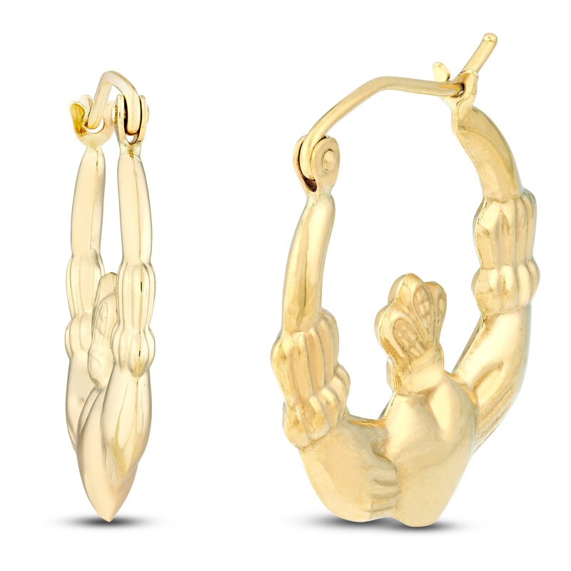 Main Image 2 of Claddagh Hoop Earrings 14K Yellow Gold