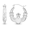 Thumbnail Image 1 of Claddagh Hoop Earrings 14K White Gold