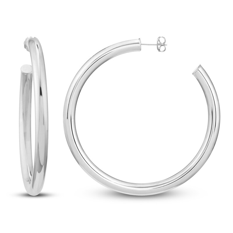 Main Image 1 of Open Hoop Earrings 14K White Gold