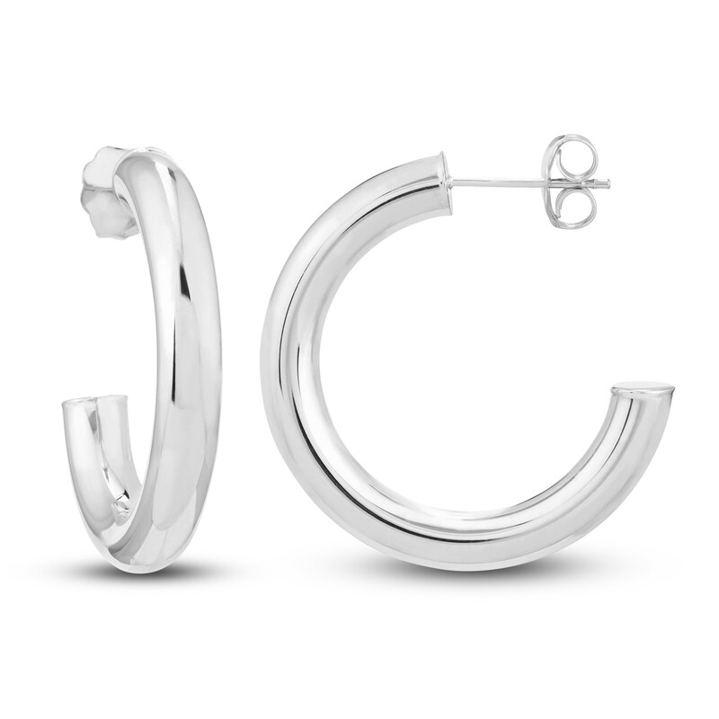 Main Image 1 of Open Hoop Earrings 14K White Gold