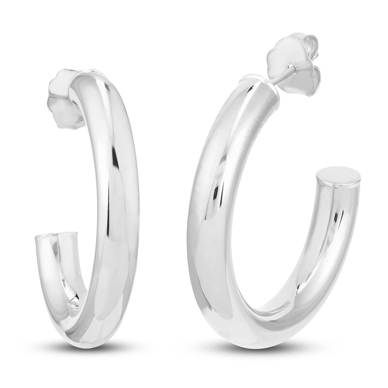 Main Image 2 of Open Hoop Earrings 14K White Gold