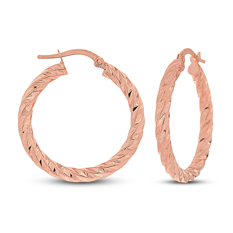 Patterned Hoop Earrings 14K Rose Gold