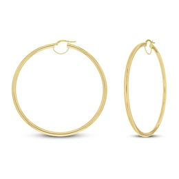 High Polish Hoop Earrings 14K Yellow Gold 63mm