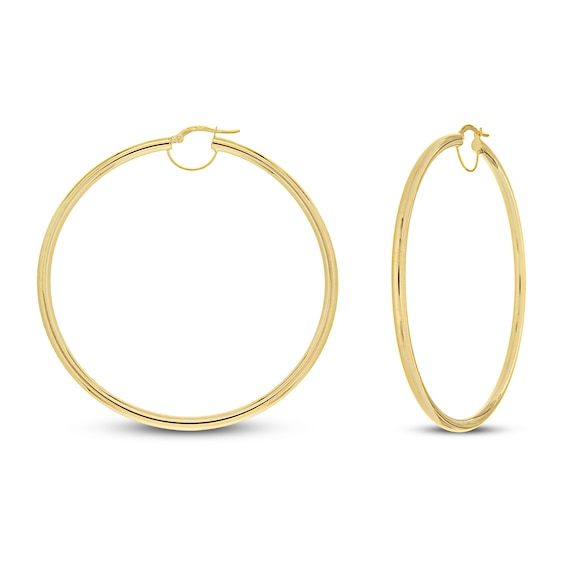 High Polish Hoop Earrings 14K Yellow Gold 63mm