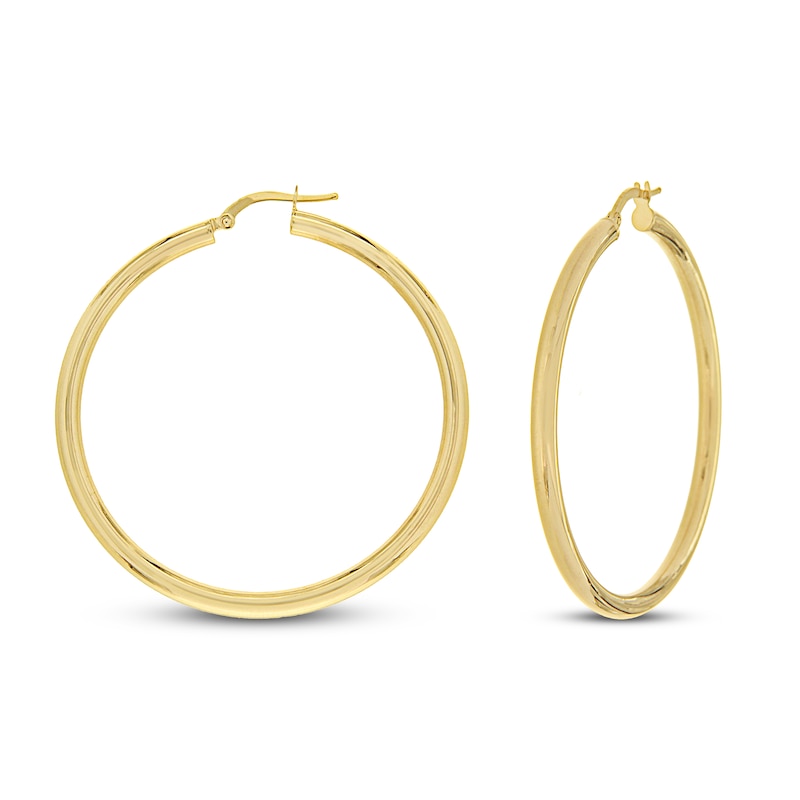 High Polish Hoop Earrings 14K Yellow Gold