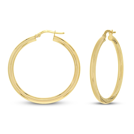 High Polish Hoop Earrings 14K Yellow Gold